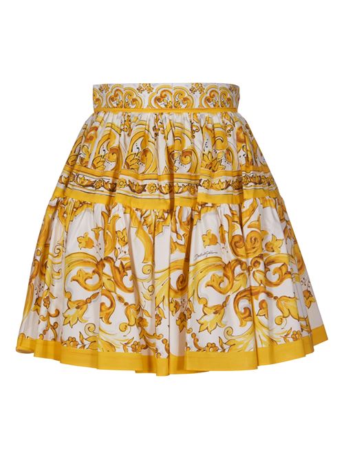 Short full skirt in Maiolica print cotton DOLCE & GABBANA | F4CB1THH5DVHG3TN